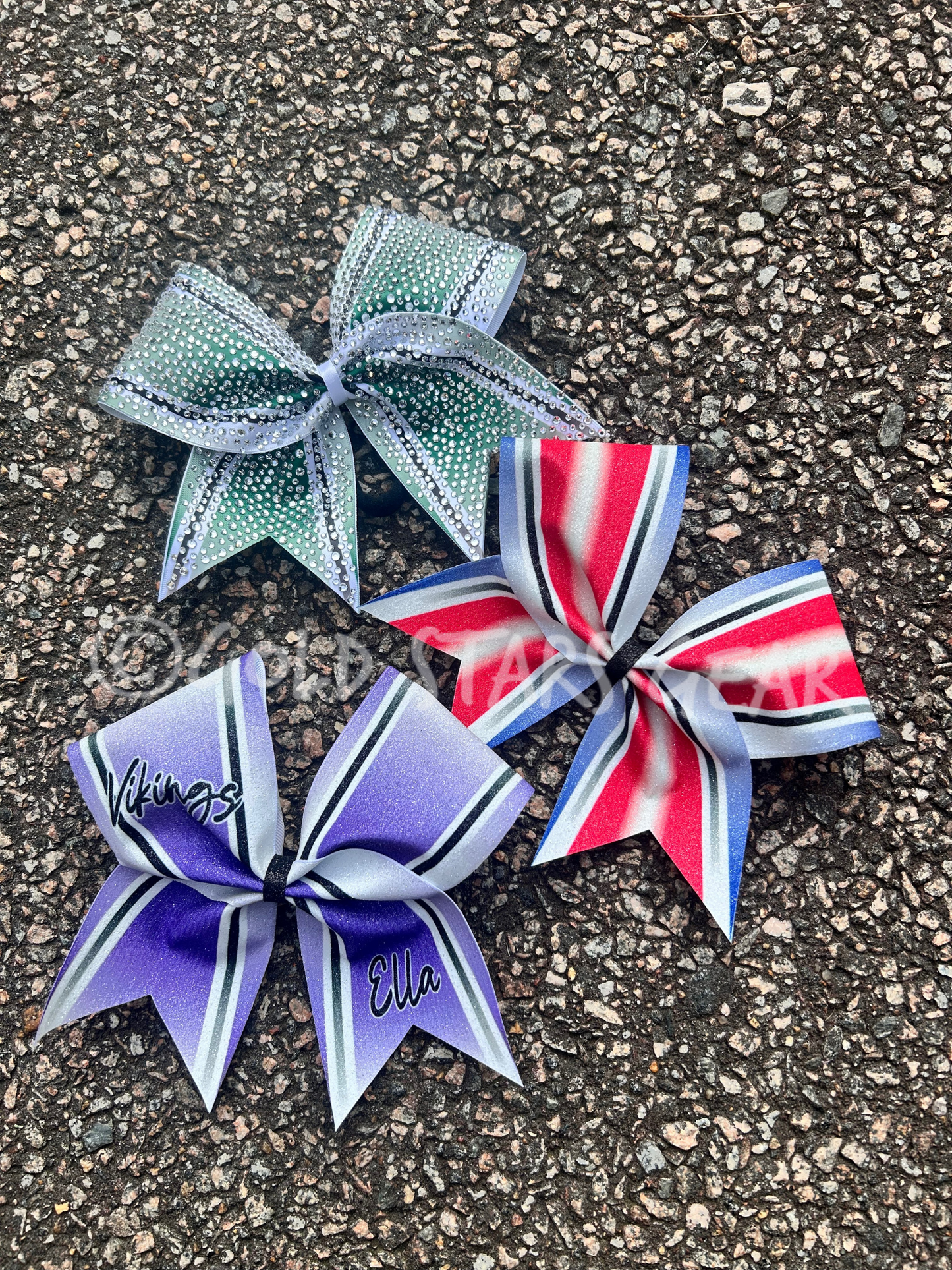 Athletic Stripes Customizable Glitter Cheer Bow