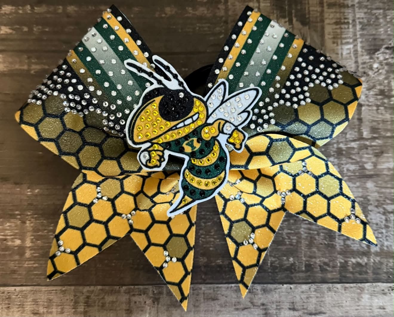 Custom Hornets Honeycomb Cheer Bow