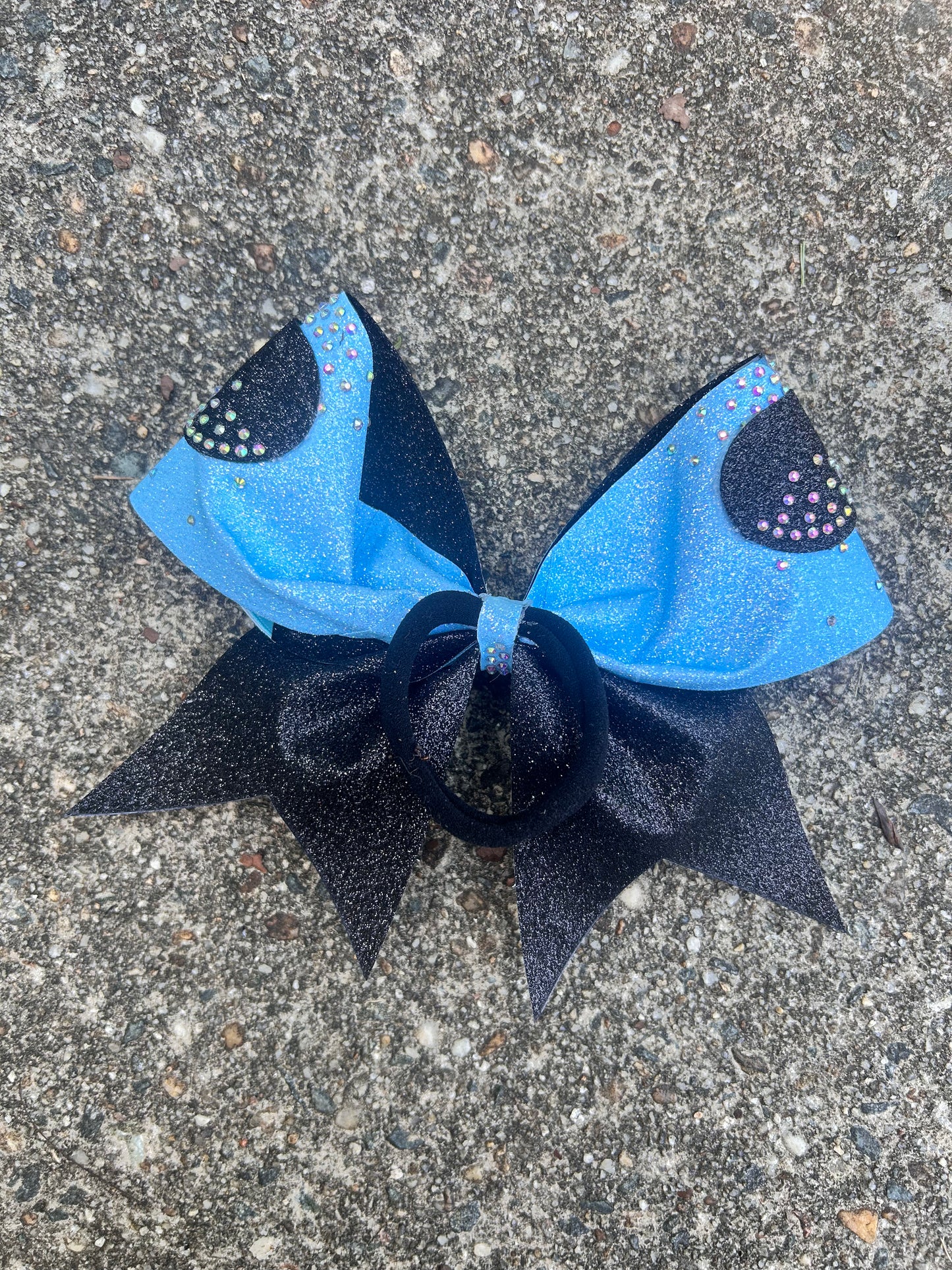 Satin and Rhinestone Cheer Bow with Scallop Detail