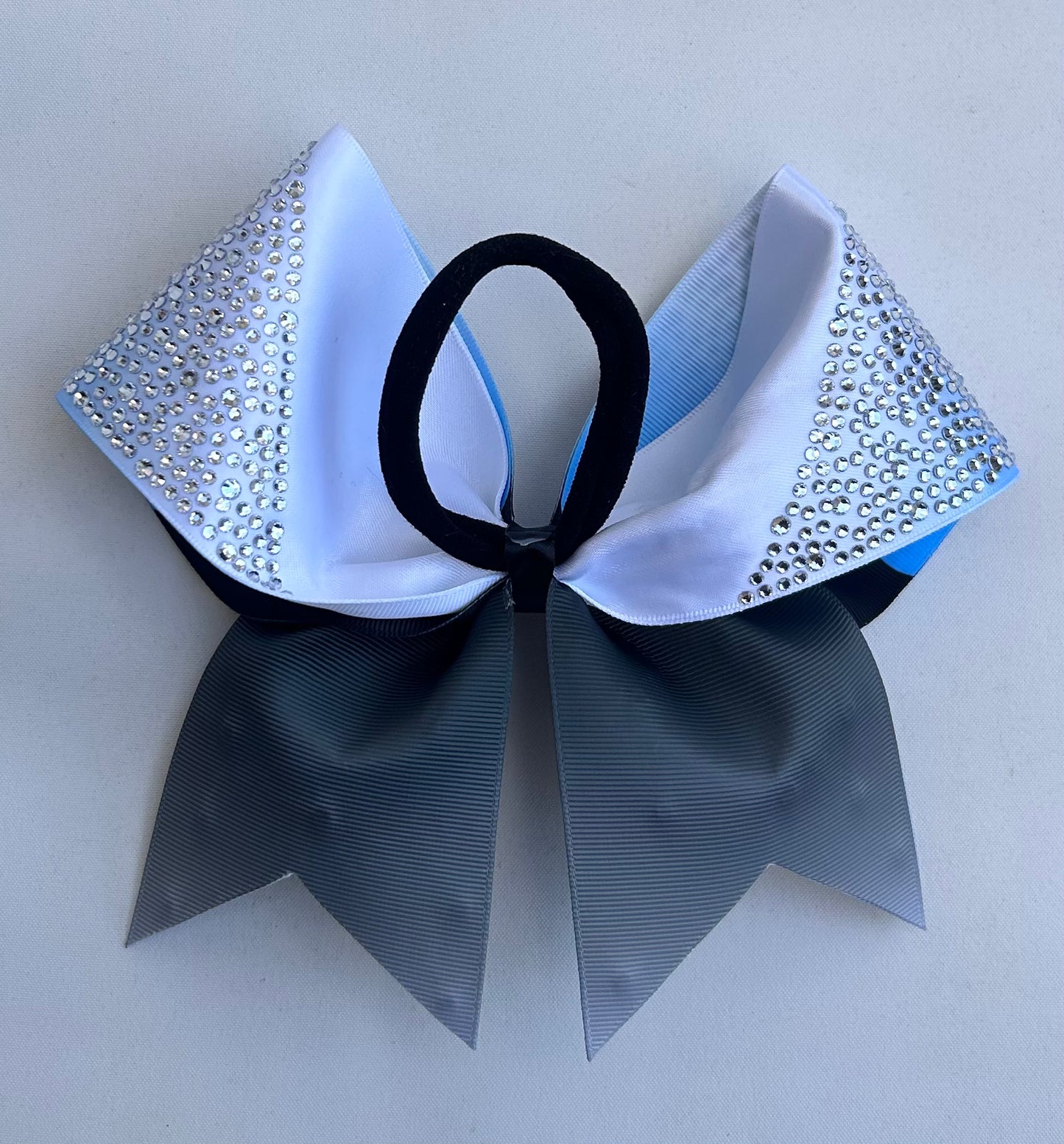 Customized Rhinestone Scallop Detail Cheer Bow