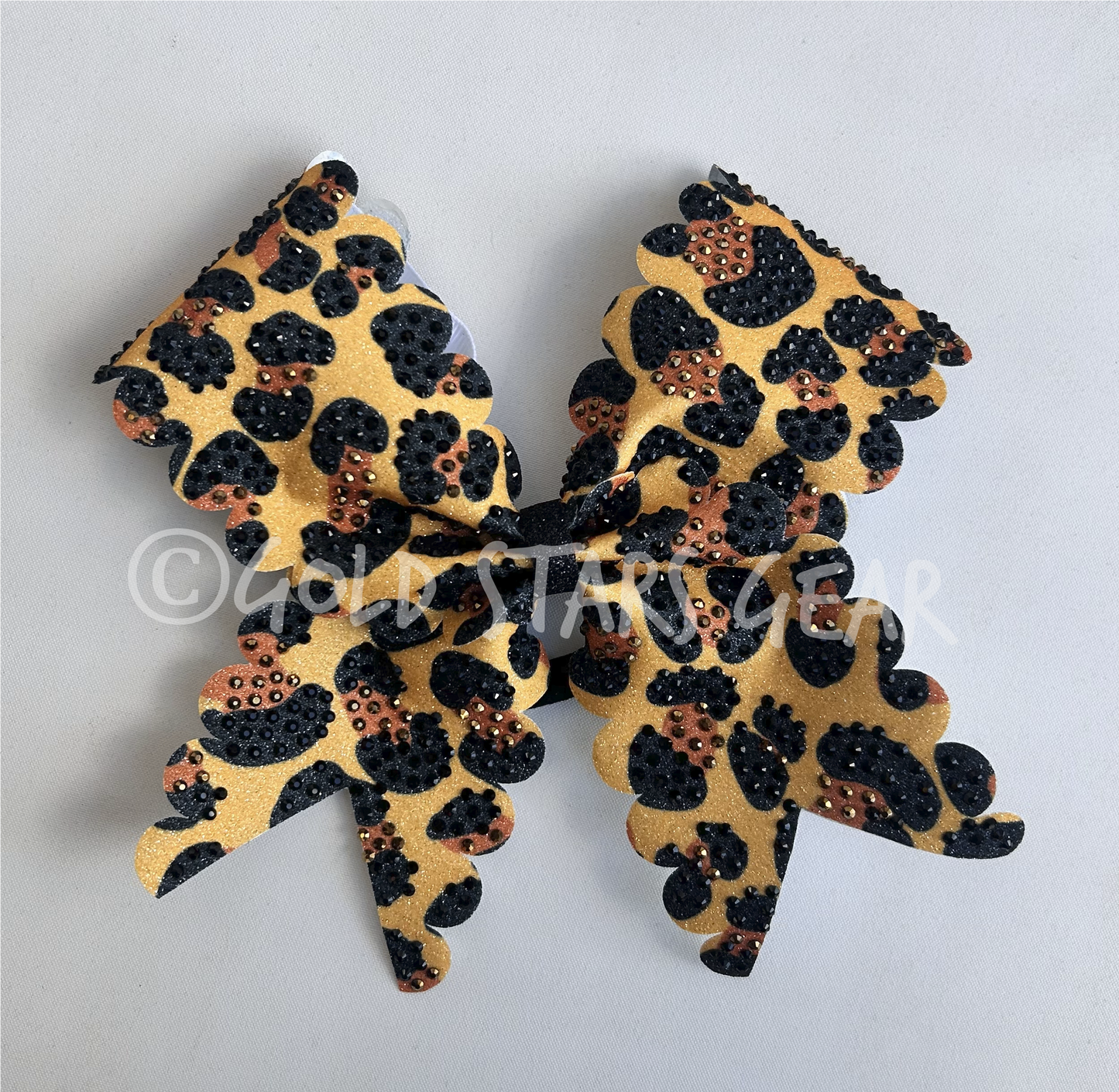 Leopard Scallop Bow with Rhinestones