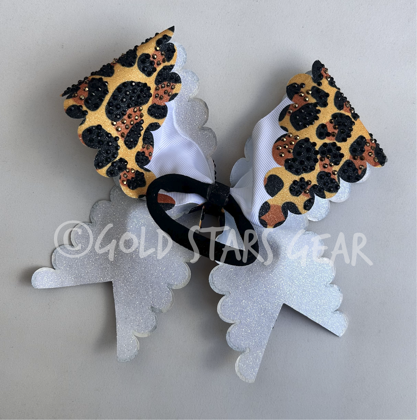 Leopard Scallop Bow with Rhinestones