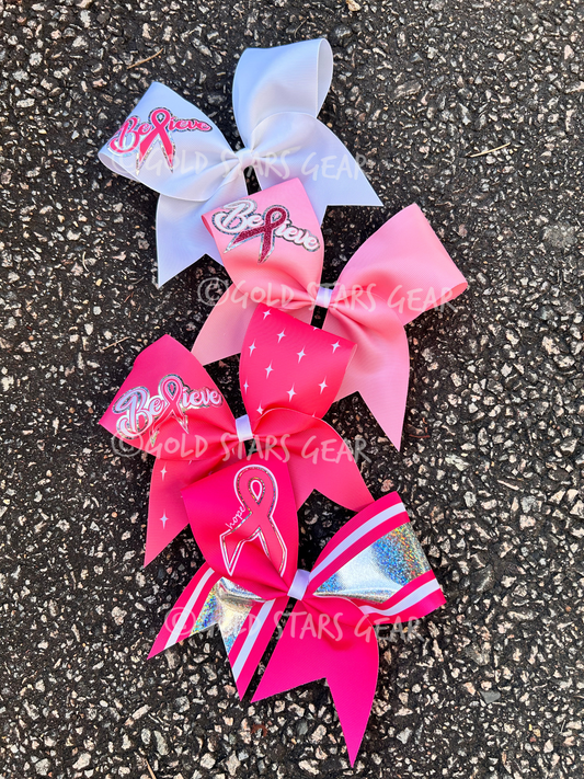 Holographic Breast Cancer Awareness Cheer Bow Series