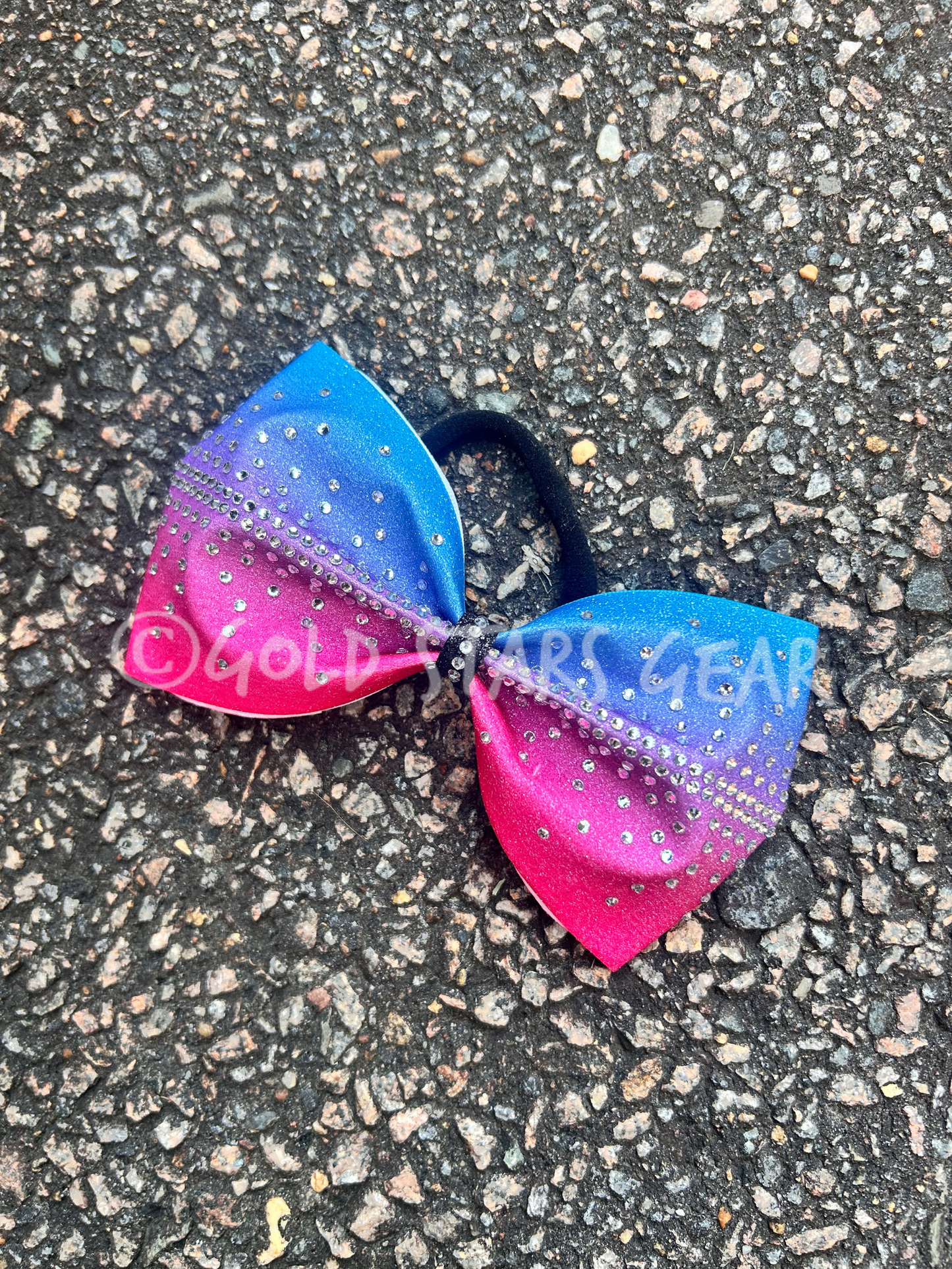 Tailless Ombre Cheer Bow with Rhinestones