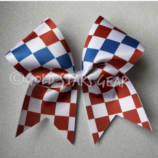 Satin Checker with Color Accent - Cheer Bow - Customizable
