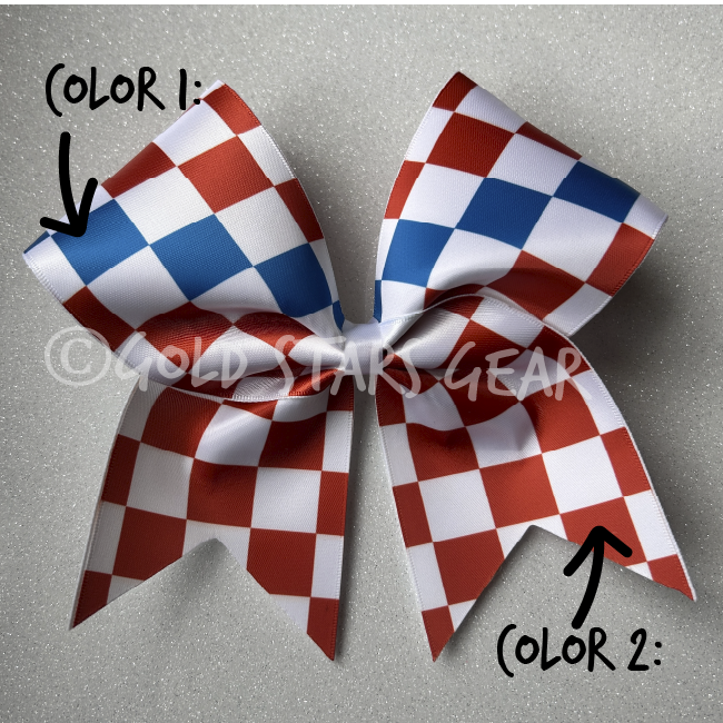 Satin Checker with Color Accent - Cheer Bow - Customizable
