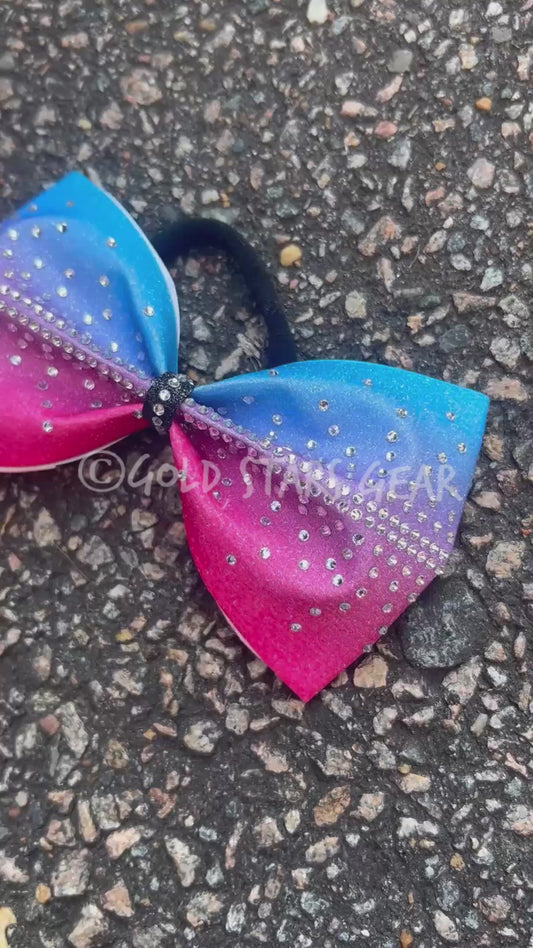 Tailless Ombre Cheer Bow with Rhinestones
